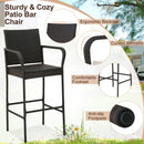 2/4 Pieces Outdoor PE Rattan Cushioned Barstool Set with Armrests by LJGDeals