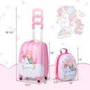 2 Pieces 12 Inch 16 Inch Kids Luggage Set with Backpack and Suitcase for Travel-Lovely Unicorn by LJGDeals