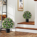 2 Pack Artificial Boxwood Topiary Ball Tree Faux Shrub Bushes with Flowers by LJGDeals