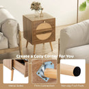 Set of 2 Rattan Nightstand with 2 Drawers and Solid Wood Legs-Natual by LJGDeals