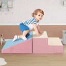 2-Piece Step and Slide Climber for Infants and Toddlers Baby Soft Play Set Foam Blocks-Pink & Blue by LJGDeals