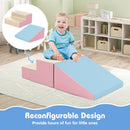 2-Piece Step and Slide Climber for Infants and Toddlers Baby Soft Play Set Foam Blocks-Pink & Blue by LJGDeals
