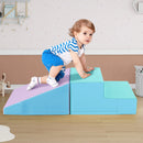 2-Piece Step and Slide Climber for Infants and Toddlers Baby Soft Play Set Foam Blocks-Blue