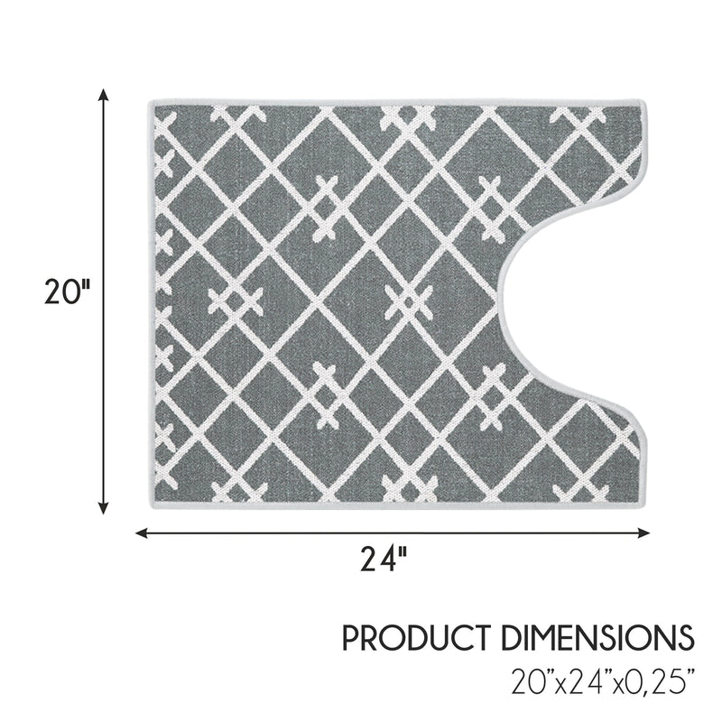 Geometric Design U Shape Bathroom Rug | 20”x24" | Gray