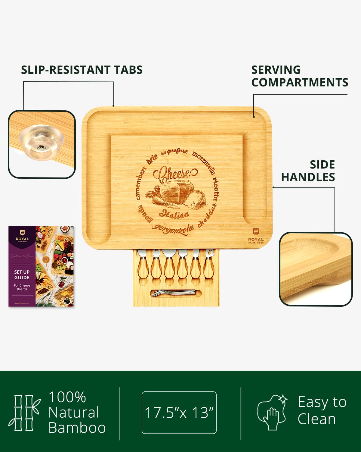 Cheese Board XXL with Cutlery Set, dimensions drawing