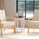 2-Tier Round End Table with Storage Shelf and Solid Rubber Wood Legs-Walnut & White by LJGDeals