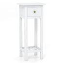 2 Tier Slim Nightstand Bedside Table with Drawer Shelf by LJGDeals