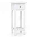 2 Tier Slim Nightstand Bedside Table with Drawer Shelf-Brown by DirectDeals