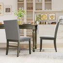 Upholstered Dining Chairs Set of 2 with Rubber Wood Legs and High Back-Gray by LJGDeals
