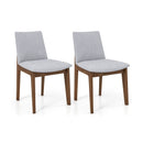 Set of 2 Wooden Dining Chairs Upholstered with High Curved Back-Walnut by DirectDeals