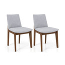 Set of 2 Wooden Dining Chairs Upholstered with High Curved Back-Walnut by LJGDeals