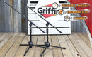2 PACK- Low Profile Microphone Stand by GRIFFIN | Short Tripod Mic Stand Mount with Boom Arm for Kick Bass Drum, Studio Desktop Recording, Singing & Guitar Amplifiers | Small Height Telescoping Holder