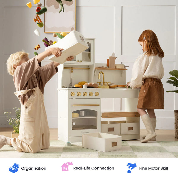 Tiny Land® Wooden Play Kitchen with Storage for Creative Toddlers, photo 2 of 33