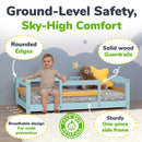 Crib Size Wooden Floor Bed Frame with Rails for Toddlers Age 1–3