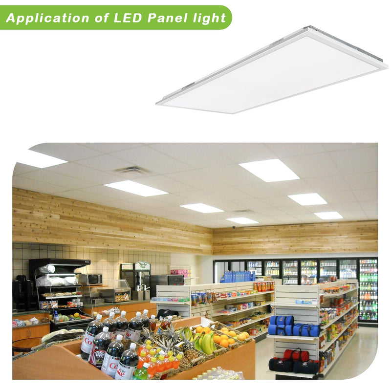 2x4 FT 50W/40W/30W White LED Flat Panel Troffer Light, 115LM/W, 5000K, 0-10V Dimmable (6-PACK)