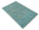 Antique Design 5x8 Blue and Beige Traditional Hand knotted wool rug by The Rug Decor