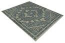 8x9.9 Gray, Ivory and Beige Honeycomb Traditional Hand Knotted Wool Area Rug