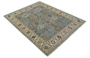 Custom Made Blue And Beige Traditional Hand Knotted Wool Area Rug