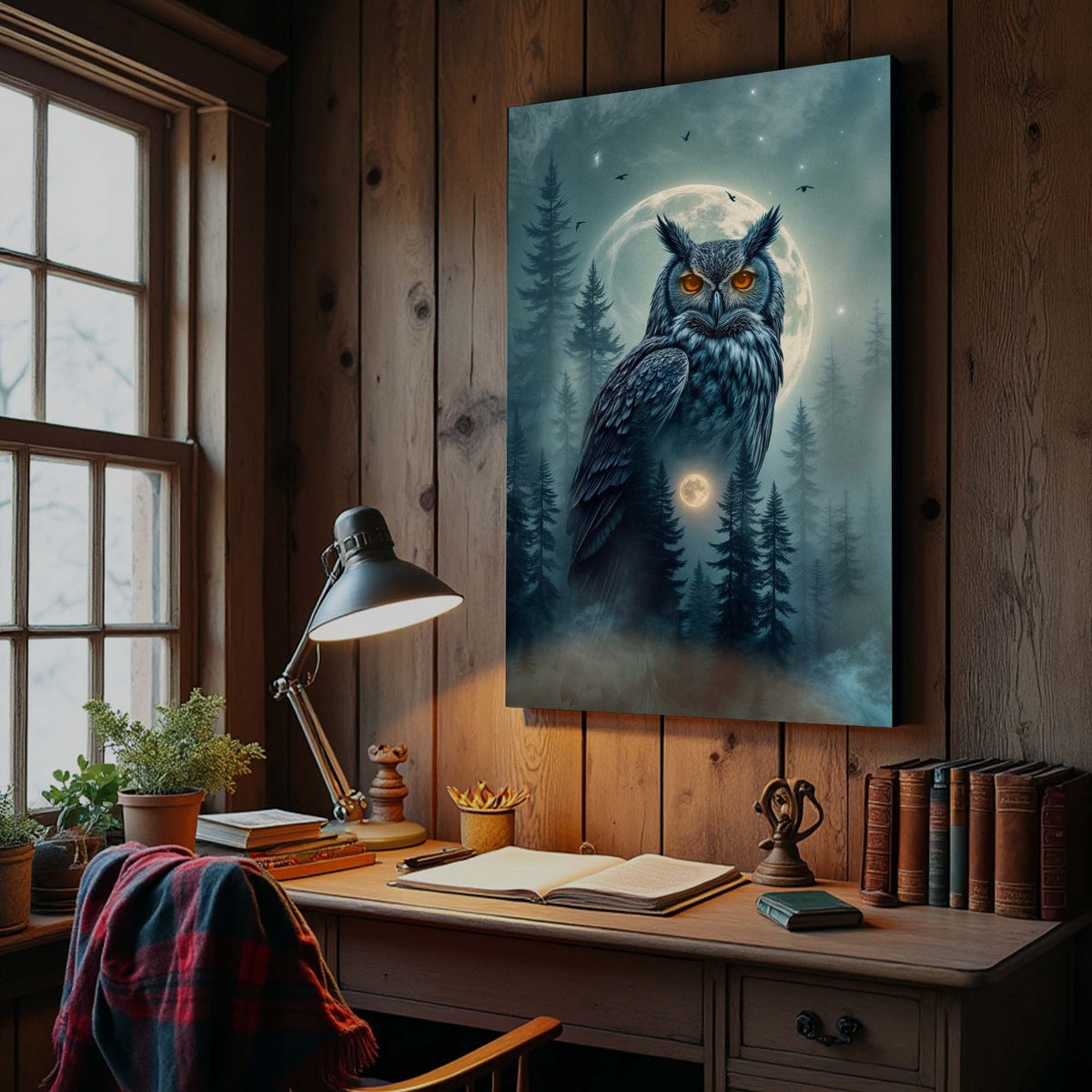 Owl Double Exposure Wall Art II, photo 2 of 9