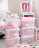 6PCS 8.5 Qt Clear Plastic Storage Boxes Stackable w Lock Lid & Handle by 2Dropme