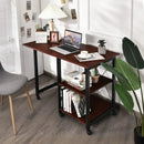 Rolling Folding Computer Desk with Storage Shelves by LJGDeals