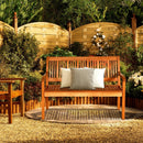 Two Person Solid Wood Garden Bench with Curved Backrest and Wide Armrest by LJGDeals