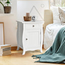 Wooden Accent End Table with Drawer Storage Cabinet Nightstand-White by LJGDeals