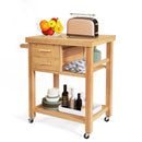 Bamboo Kitchen Trolley Cart with Tower Rack and Drawers by LJGDeals