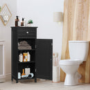 Wooden Storage Free-Standing Floor Cabinet with Drawer and Shelf-Black