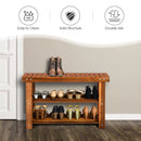 Freestanding Wood Bench with 3-Tier Storage Shelves by LJGDeals