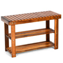 Freestanding Wood Bench with 3-Tier Storage Shelves by LJGDeals