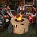 40 Inch Round Propane Gas Fire Pit Table Wood-Like Surface with Laval Rock PVC Cover by LJGDeals