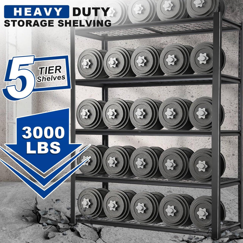 BILT HARD Garage Shelving 3000 LBS, 36" W x 18" D x 72" H Storage Shelves, Heavy Duty 5-Tier Metal Shelving Units with Adjustable Shelf, Steel Wire Utility Shelving