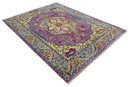 Hand Knotted Beige, Gold and Purple Traditional 9x12 Wool Area Rug by The Rug Decor