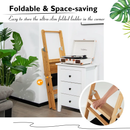 3 Step Foldable Bamboo Step Ladder Stool with Tool Storage Bag-Natural by LJGDeals