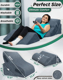 LX5 4-Piece Support for Shoulder & Upper Body Rest, Orthopedic Bed Wedge Pillow Set, Stone Navy with Aloe Vera