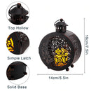 Set of 2 Round Vintage Metal Candle Lanterns 7.5" H by JHY DESIGN