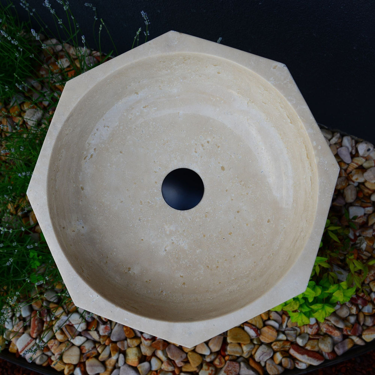 Handmade Turkish Travertine Octagon Bathroom Sink Hand Carved, photo 2 of 15
