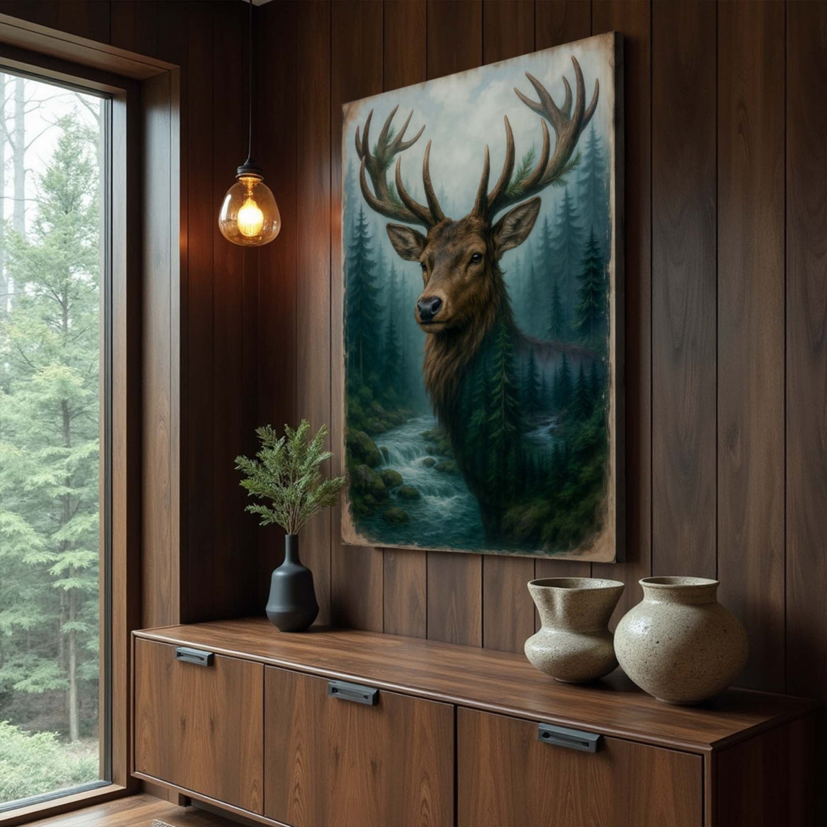 Misty Stag Double Exposure Wall Art, photo 2 of 10
