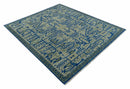 Blue And Beige Modern Design Hand Knotted Custom Made Wool Area Rug