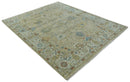 Hand Knotted Beige, Ivory and Gray Oushak Custom Made Wool Rug