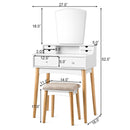 Makeup Vanity Set with 6 Drawers and Unique Shape Mirror