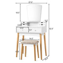 Makeup Vanity Set with 6 Drawers and Unique Shape Mirror by LJGDeals