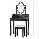 Makeup Dressing Table with Touch Switch Lighted Mirror and Cushioned Stool by LJGDeals