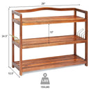 2-Tier Acacia Wood Shoe Rack with 4 Side Metal Hooks by LJGDeals