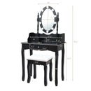 Oval Mirror Vanity Set with 10 LED Dimmable Bulbs and 3 Drawers by LJGDeals