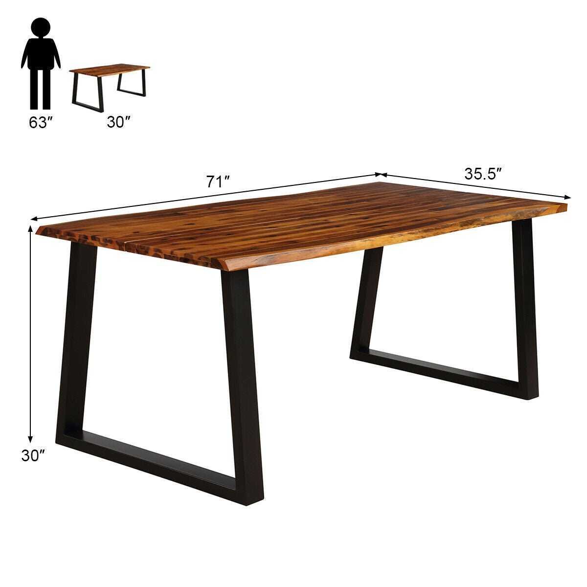 Rectangular Acacia Wood Dining Table, photo 5 of 8