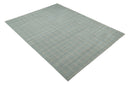Hand Made 8x10 Modern Geometric striped Beige and Silver Scandinavian Blended Wool Flatwoven Area Rug | KE11