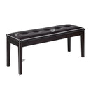 Upholstered Dining Room PU Bench Solid Wood Button Tufted by LJGDeals