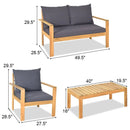 Outdoor 4 Pieces Acacia Wood Chat Set with Water Resistant Cushions by LJGDeals